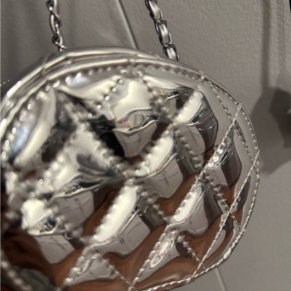 Silver Quilted Women's Crossbody Bag